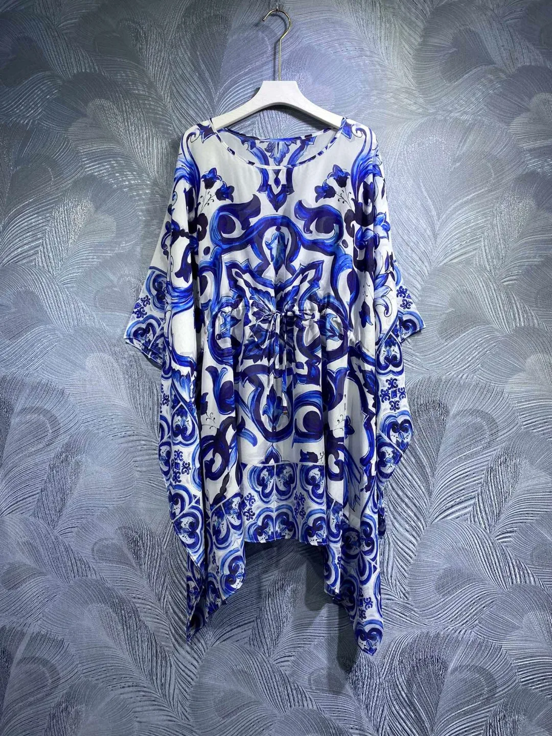 Luxury Designer  Women Summer Print Silk Short Kaftan Dress 2023 Runway Fashion