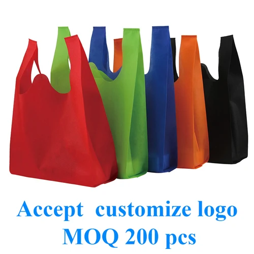Bolsa de mano de compras con logotipo impreso personalizado, bolsa de tela no tejida, artículos de negocios, logotipo personalizable, reutilizable, regalo, 20 piezas