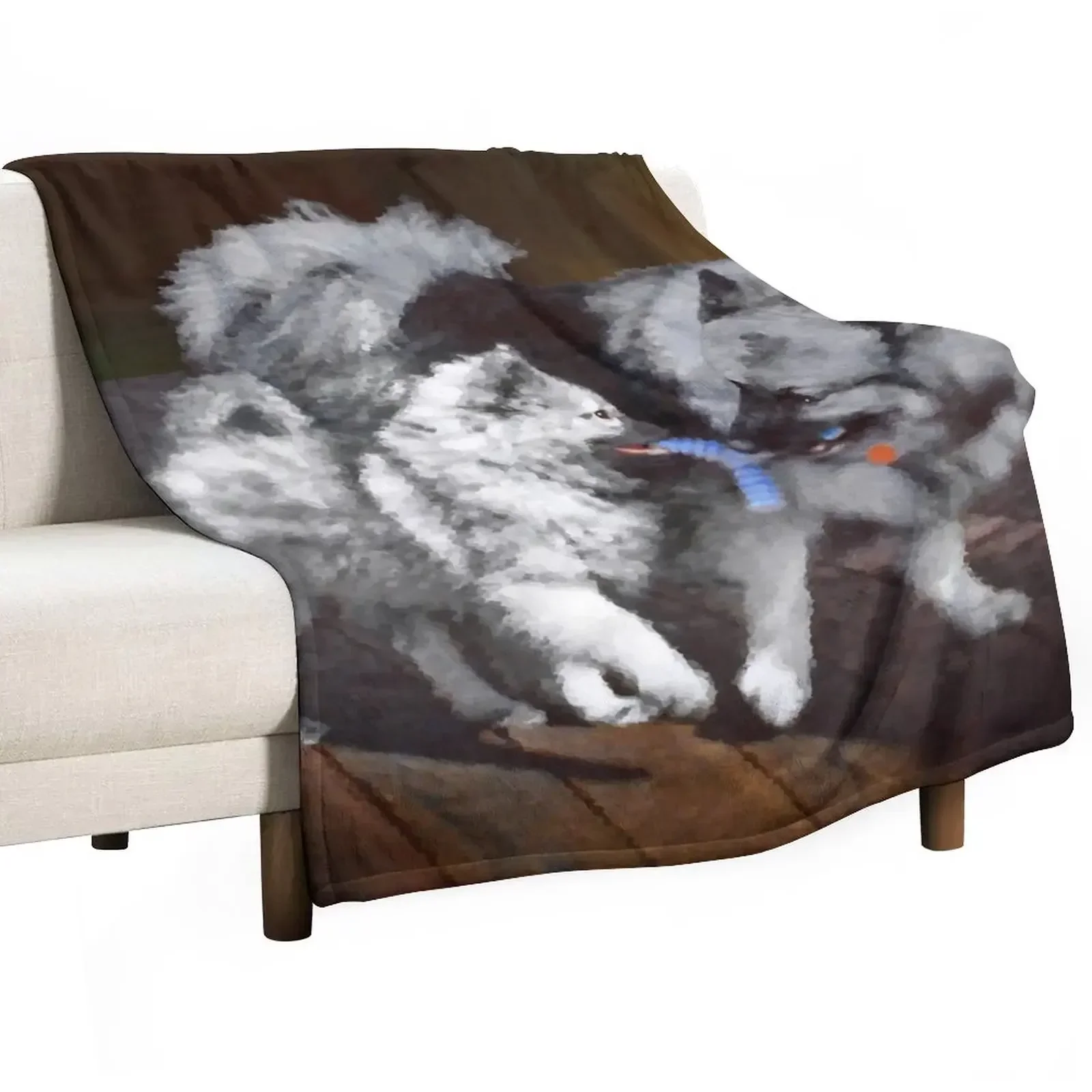 

Keeshond Playtime Throw Blanket Warm Hairy Blankets