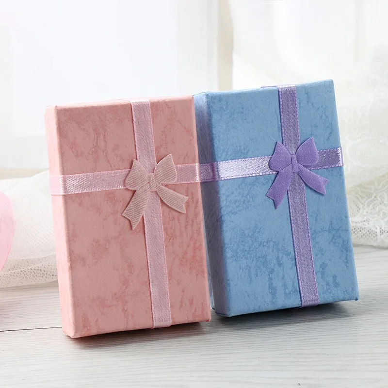 

3Pcs Small Jewelry Gift Box Empty Necklace Packaging Boxes with Bows for Bracelet Pendant Earring with Sponge