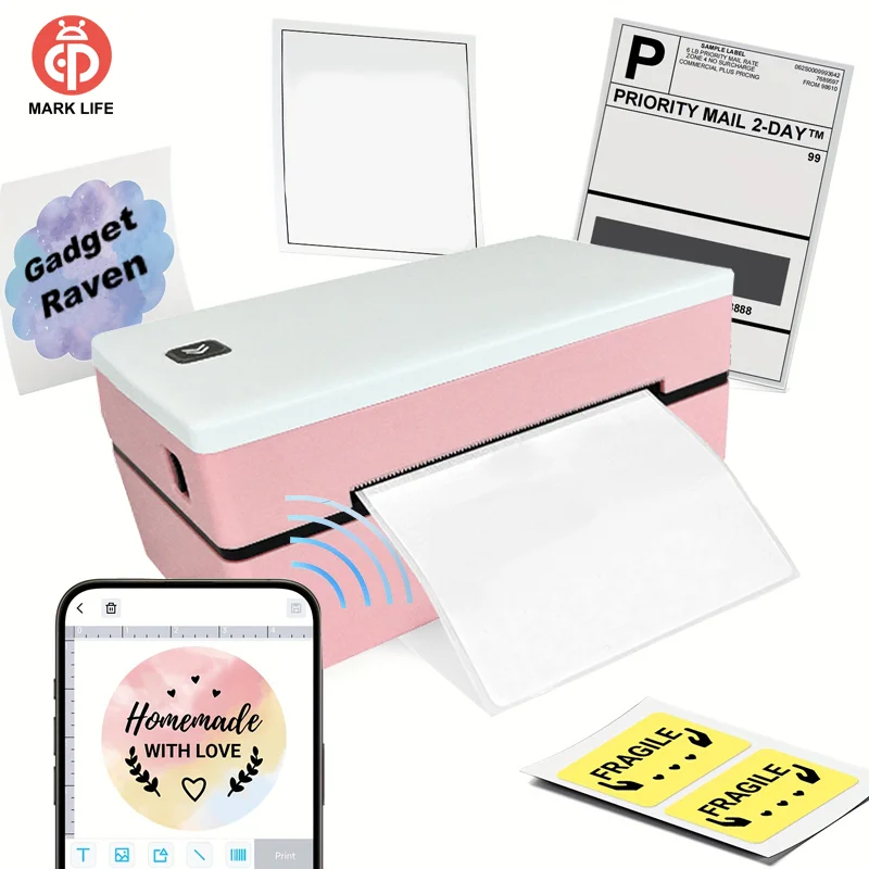 

Marklife D200 Thermal Label Printer Bluetooth-compatible Shipping Label Printer 4X6inch Compatible for iPhone Android Window