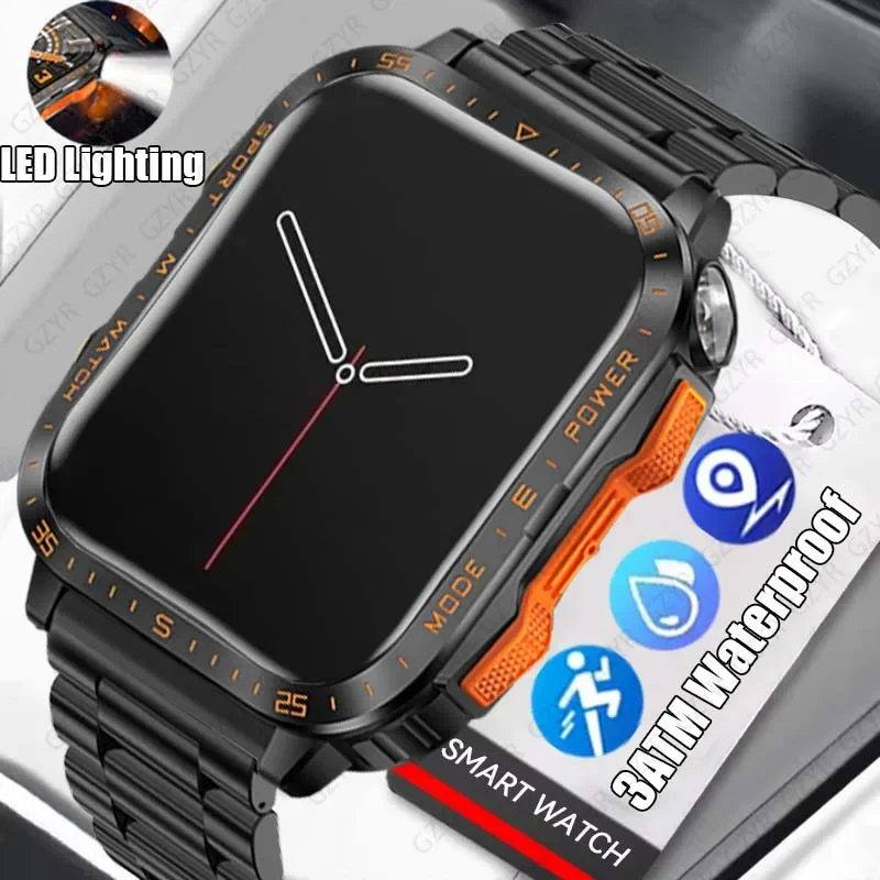 For Huawei Xiaomi Outdoor military smart watch Men 2024 New Bluetooth Call LED Lighting IP68 3ATM Waterproof Sports Smart Watch