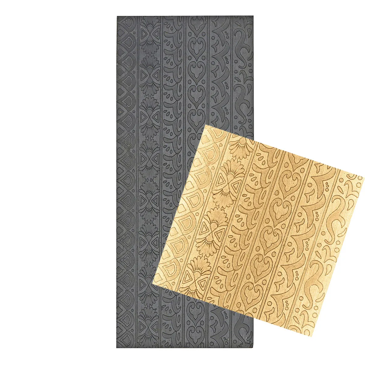Durston Art-Nouveau Multi Pattern Plate 6 Classic Floral Motifs 63x150mm Hardened Steel for Rolling Mill Jewelry Texturing Tool