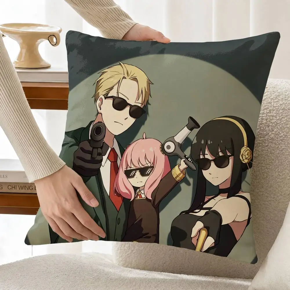 Funny S-Spy-Family Anime Customizable Square Cushion Cover Double Sided Print Pillow Case