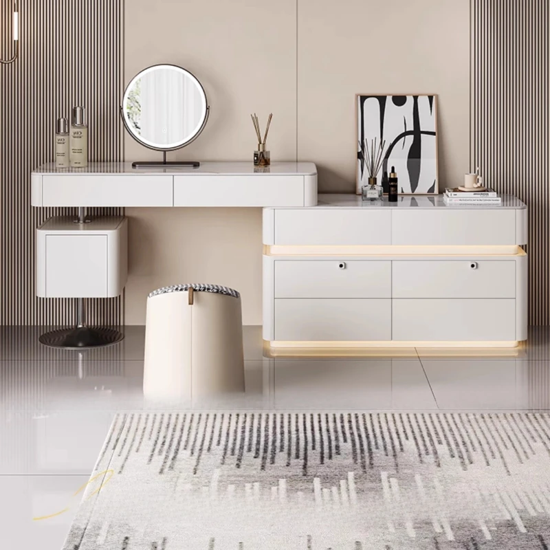 

Luxury Drawer Dressing Table White Mirror Fashionable Standing Dressing Table Minimalist Modern Mesa De Maquillaje Furniture