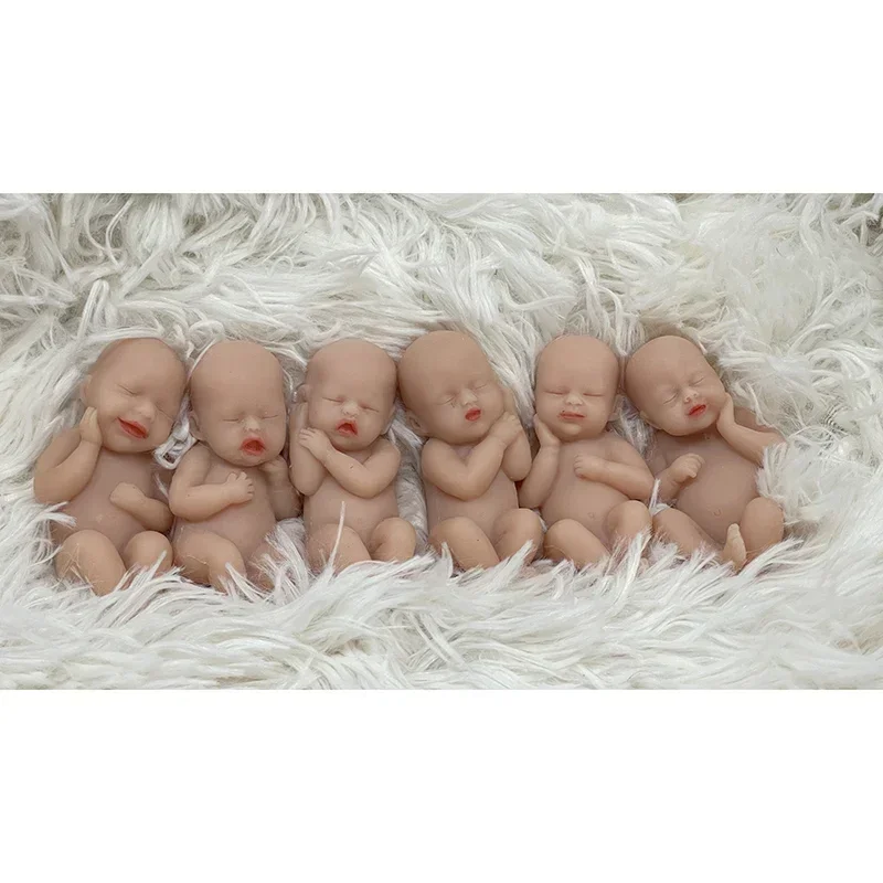 6 sztuk/zestaw 3 Cal Reborn Baby całe ciało silikonowe lalki Reborn Doll bardzo miękkie w dotyku antystresowe lalki