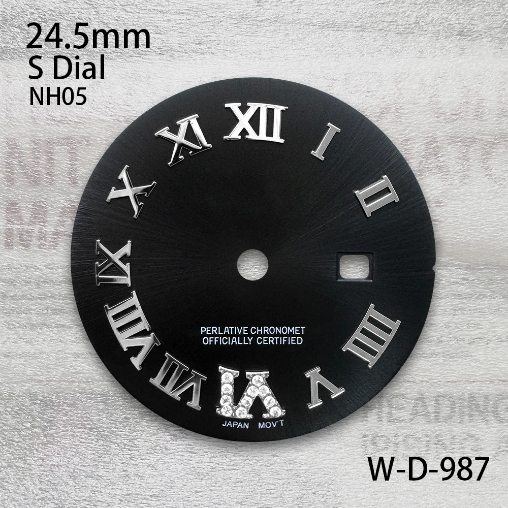 Esfera de diamante con logotipo S de 24,5mm, compatible con movimiento NH305, accesorios de modificación de reloj Sunray de alta calidad para mujer