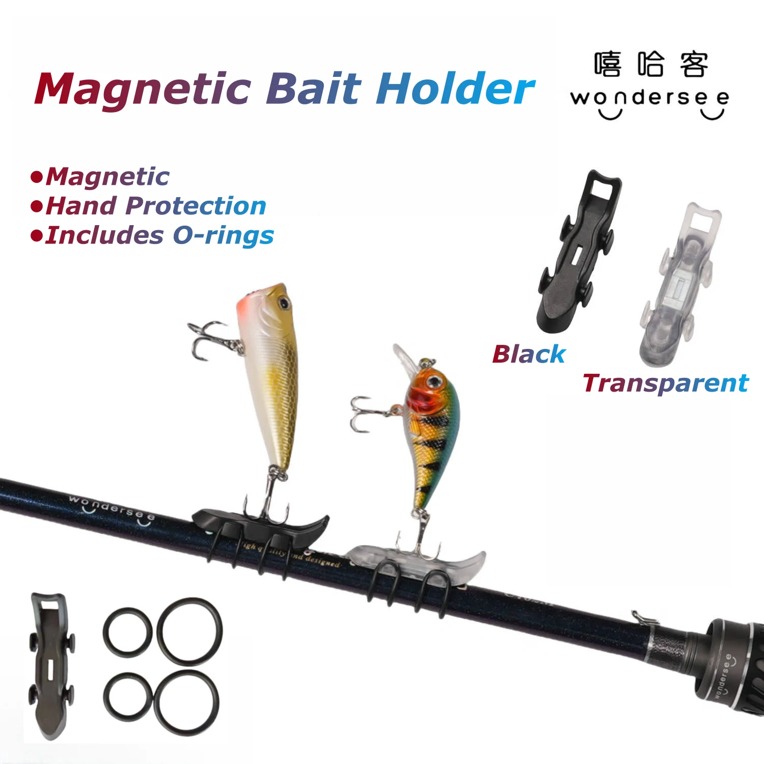 

wondersee 5 sets Magnetic Bait Holder Rod Hook Keeper Elastic Rubber Rings Lure Bait Holder Fishing Pole Hook Keeper Wholesale