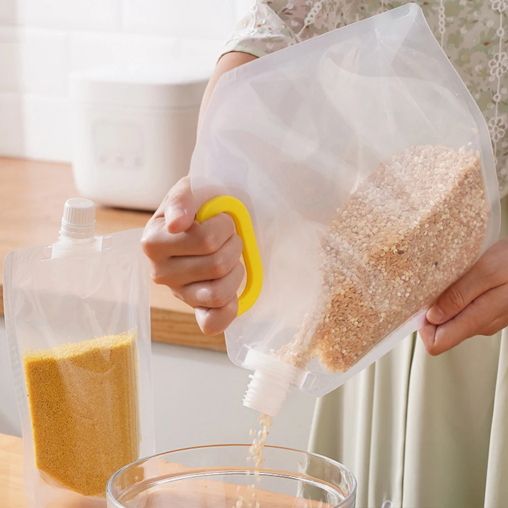 Kitchen Grain Storage Bag Portable Moisture Proof Fresh Keeping Bag Insect Proof Recyclable Transparent Grain Storage Bags