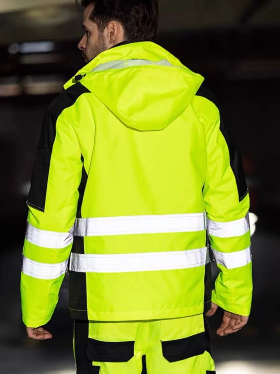 Veste d\'équitation de moto en coton haute visibilité, coulée de sécurité froide, trempée, grande taille, hiver