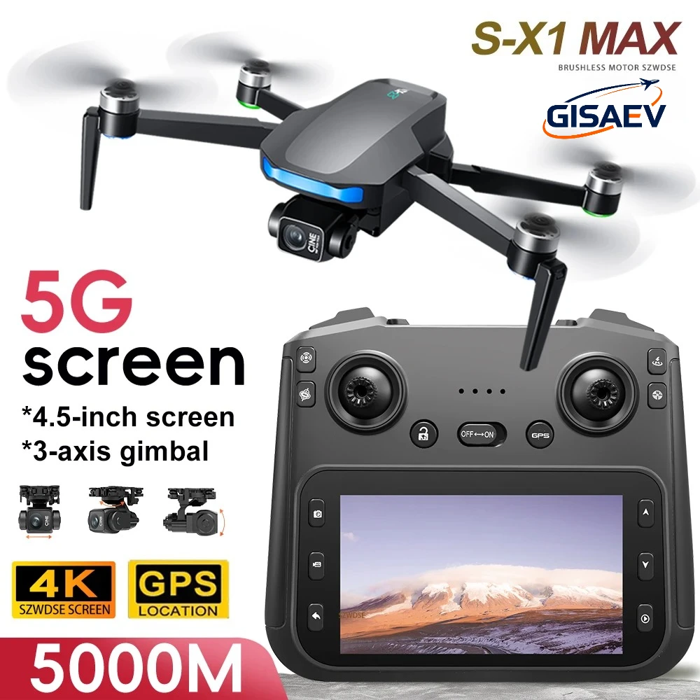 S-X1 MAX GPS الطائرة بدون طيار 4K المهنية HD كاميرا 3-Axis Gimbal التصوير الجوي فرش شاشة 5G WIFI FPV Dron أجهزة الاستقبال عن بعد #1