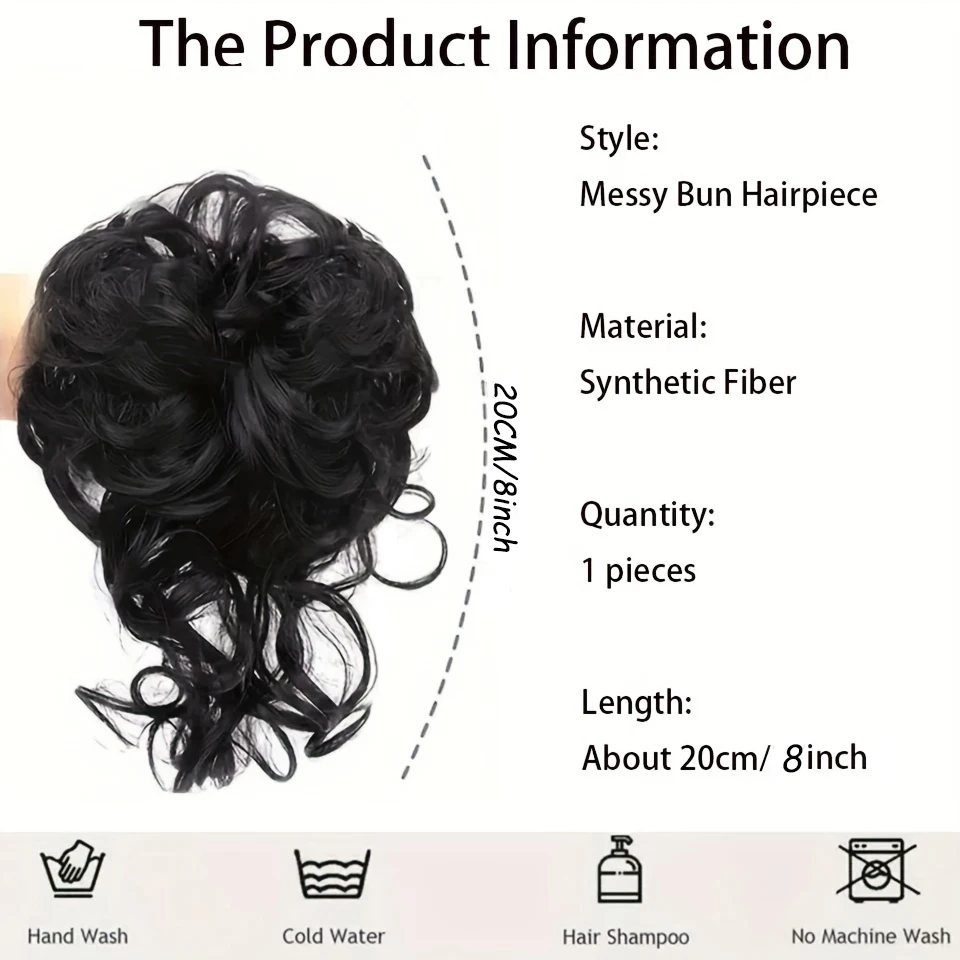 synthetic Messy BunTousled Updo Extension With Elastic Band For Women, Versatile Curly Hair Accessory Hair Accessories For Wo