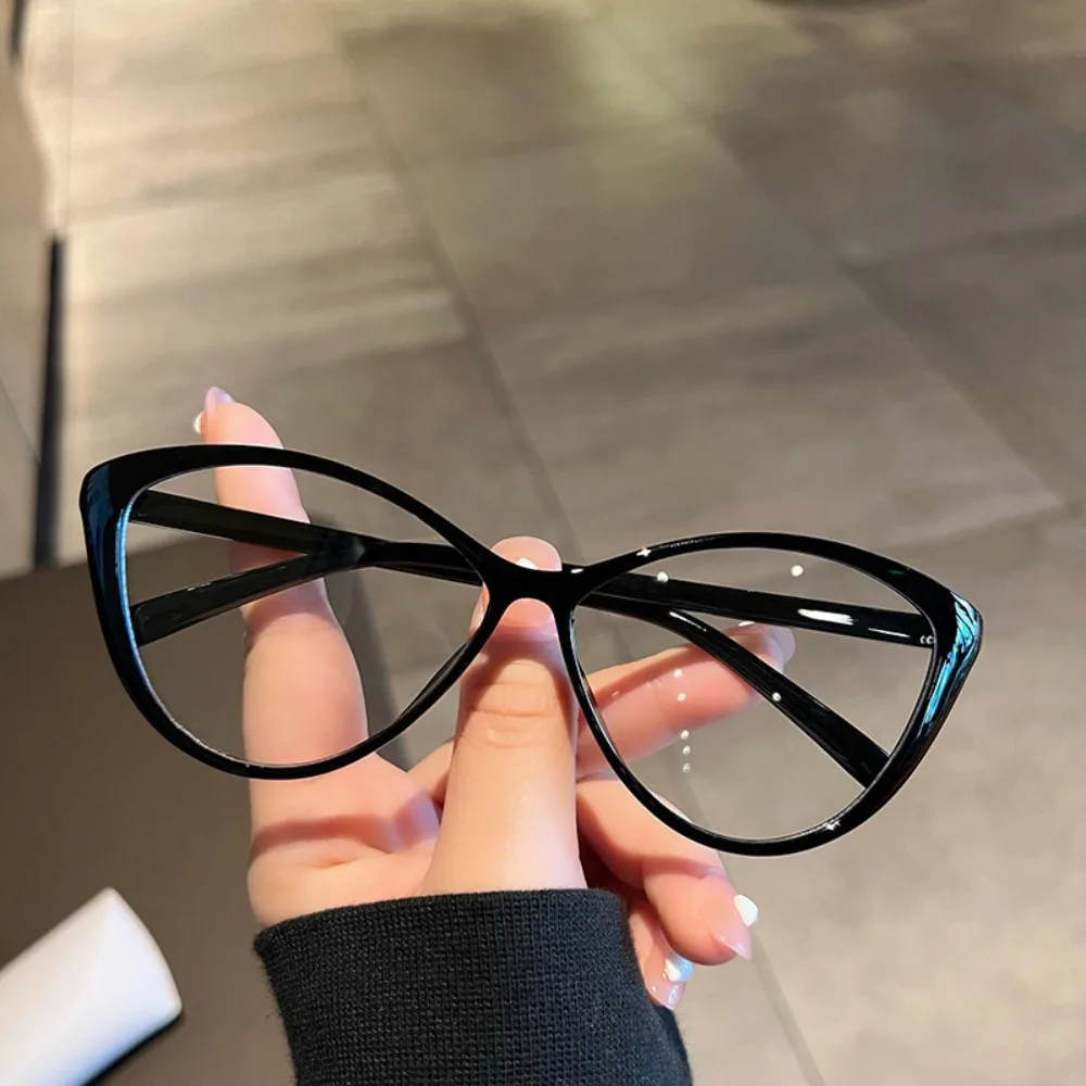 眼鏡レンズパワー 0 に -400 抗ブルーレイ近視メガネキャットアイフレーム大型フレームコンピュータ眼鏡ビジョンケア