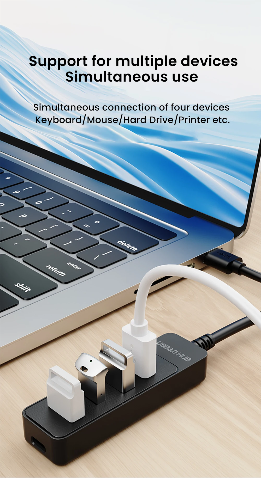 USB 3.0 Netzteil 4-Port Multi USB Splitter Hub USB Hub 2.0 Typ C HUB Mehrere Expander Hohe Geschwindigkeit für Computer Zubehör – Detail 5