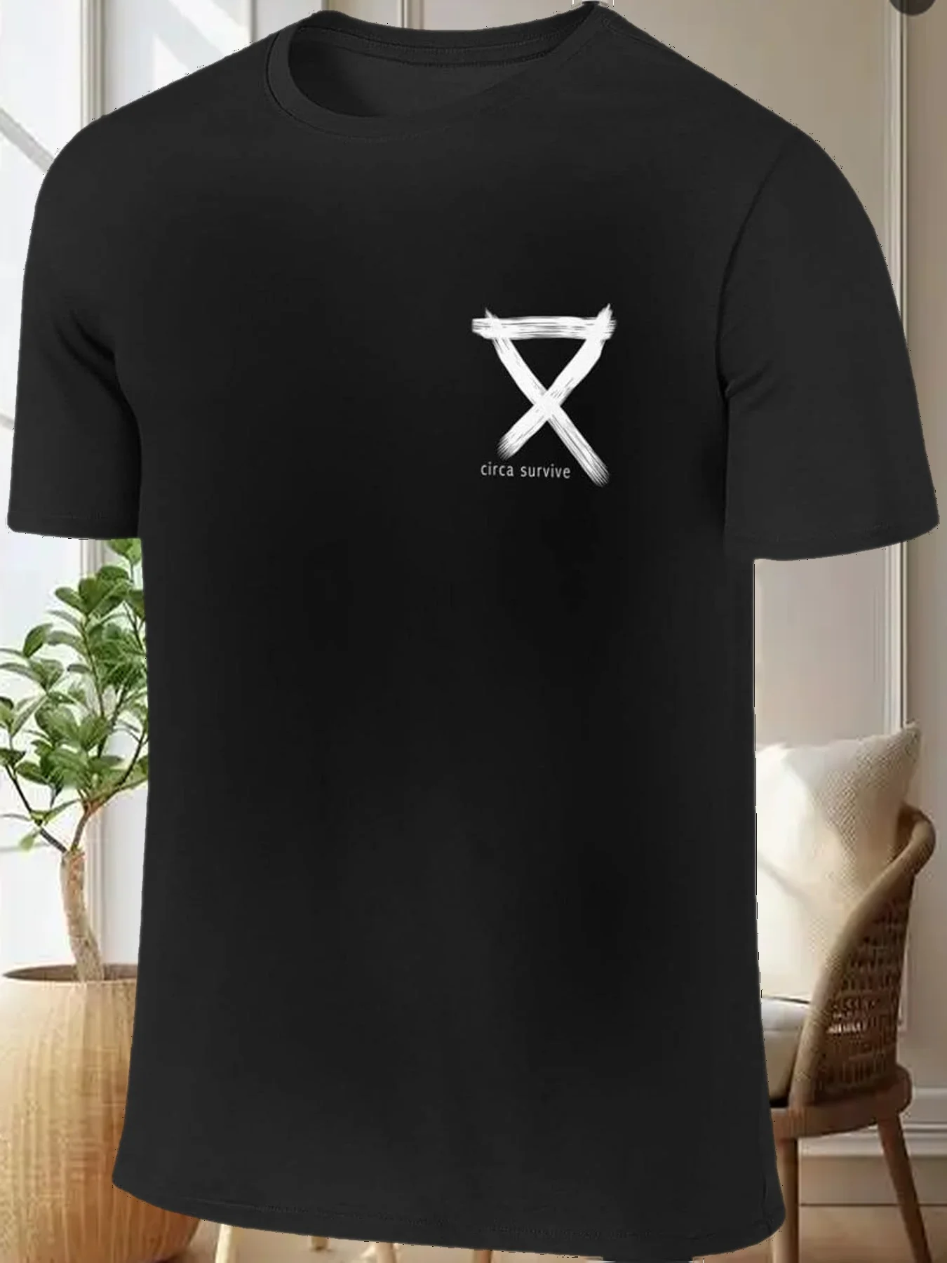 تي شيرت Circa Survive للرجال بأكمام قصيرة من القطن بطباعة أمامية وخلفية