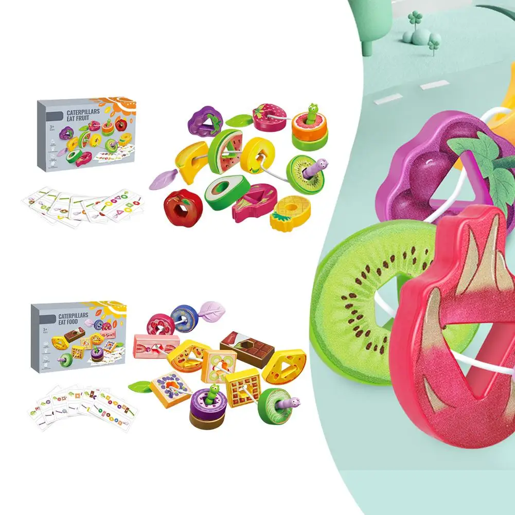Fruits String Threading Beads Montessori Toddler Preschool Activities Lacing Toys for Kids ﻿