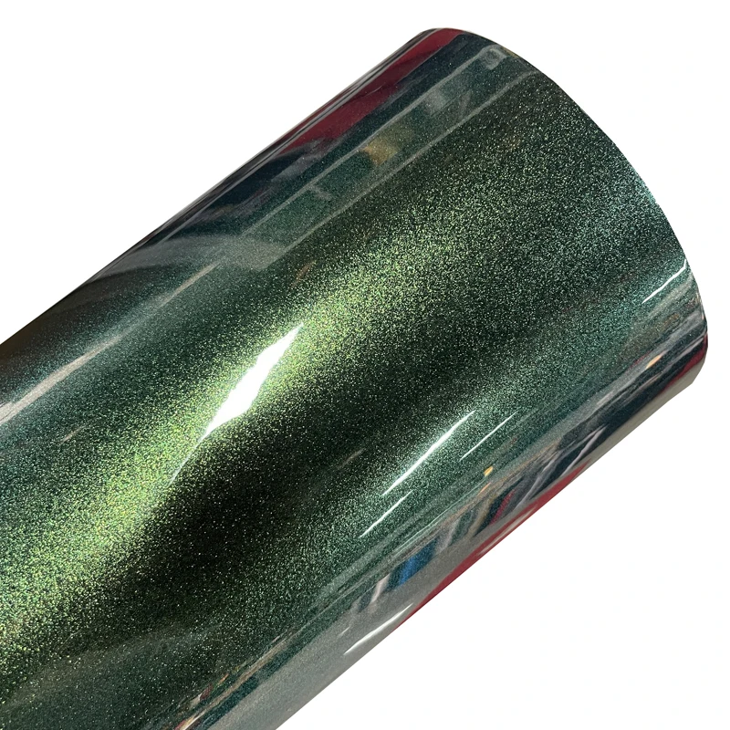 Premium Sparkle Gloss Metallic Chameleon Vinyl Wrap Film Color Shift Green to Gold Self Adhesive Decal Car Wrapping Foil