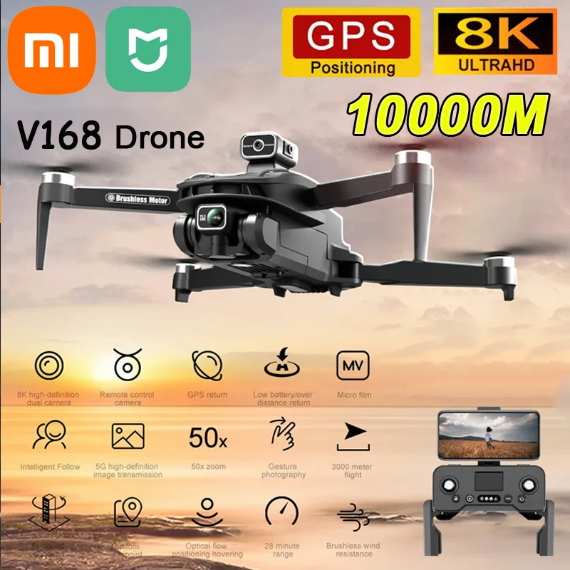 

XiaomiMijia V168 MAX PRO Drone GPS 8K HD Camera 5G WIFI FPV Brushless RC Quadcopter Obstacle Avoidance Automatic Return