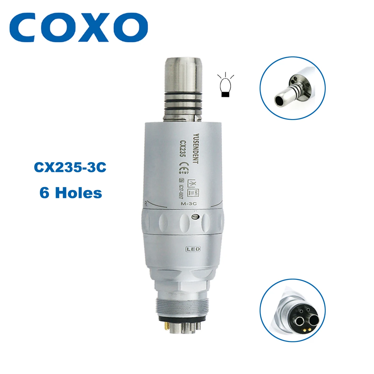 COXO Dental LED Fiber Optic Air Motor For Low Speed Handpiece Internal Water Spray 2/4/6 Holes E Type Fit NSK KAVO Dental Tools