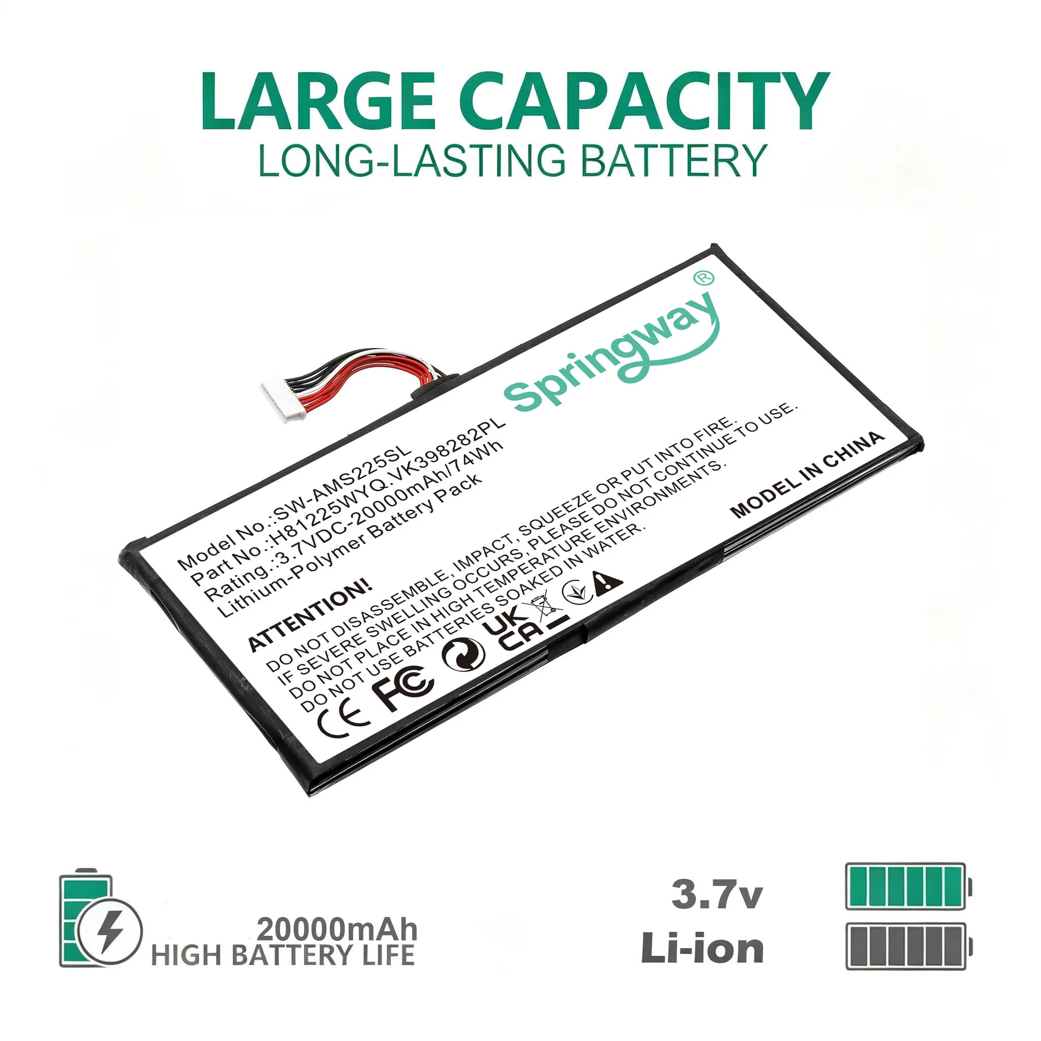3.7V/20000mAh Diagnostic Scanner Battery  H81225WYQ,VK398282PL for Autel MaxiSys Elite