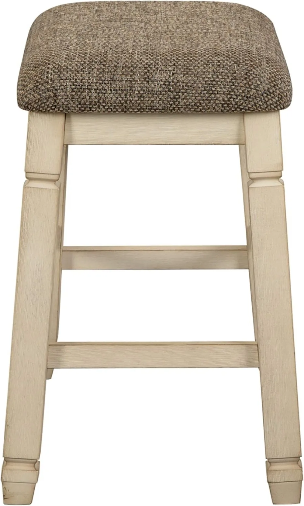 Desain khas oleh Ashley Bolanburg Farmhouse 24 "Counter tinggi berlapis kain Barstool, 2 hitungan, Whitewash