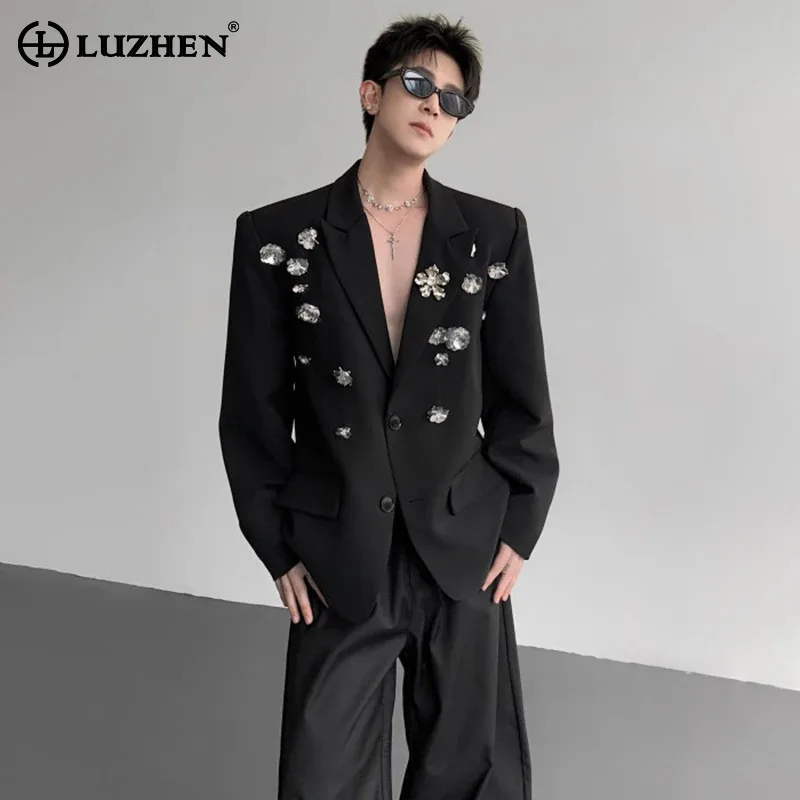 

LUZHEN Fashion Luxury Three-dimensional Patchwork Loose Shoulder Pad Blazer Coat Men's 2025 New Elegant Handsome Jacket JY3574