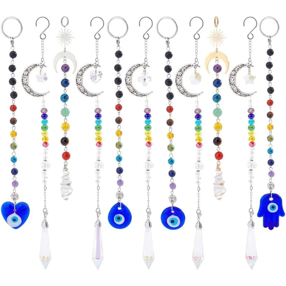 

11 Pcs Hanging Ornaments 3 Style Suncatcher for Window Hanging Colorful Beads Rainbow Maker Suncatcher Eye Glass