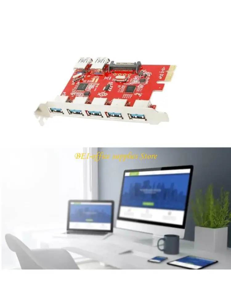 A9LC 7 PORT USB3.0 إلى بطاقة محول توسيع PCIE قم بتوصيل أجهزة متعددة في وقت واحد بنقل بيانات 5 جيجابت في الثانية