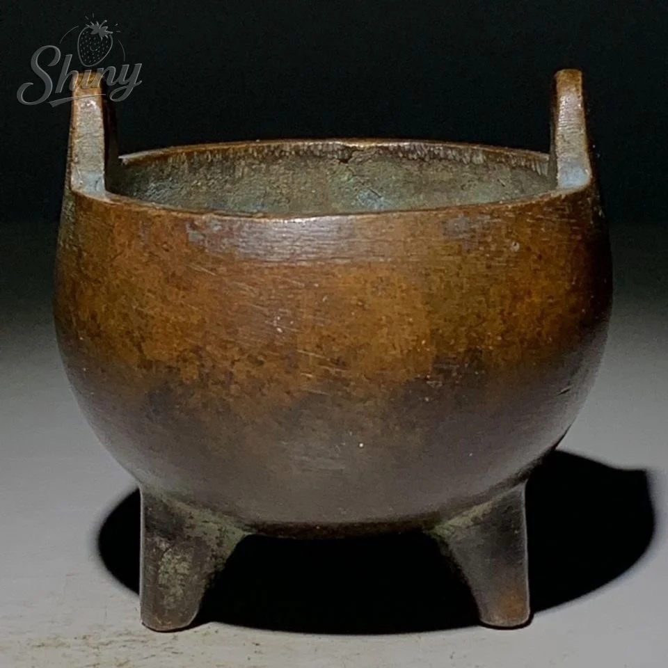 Chinese Collectible Qing marks Retro Bronze Mini Incense Burner Censer Ornaments Decoration  statue