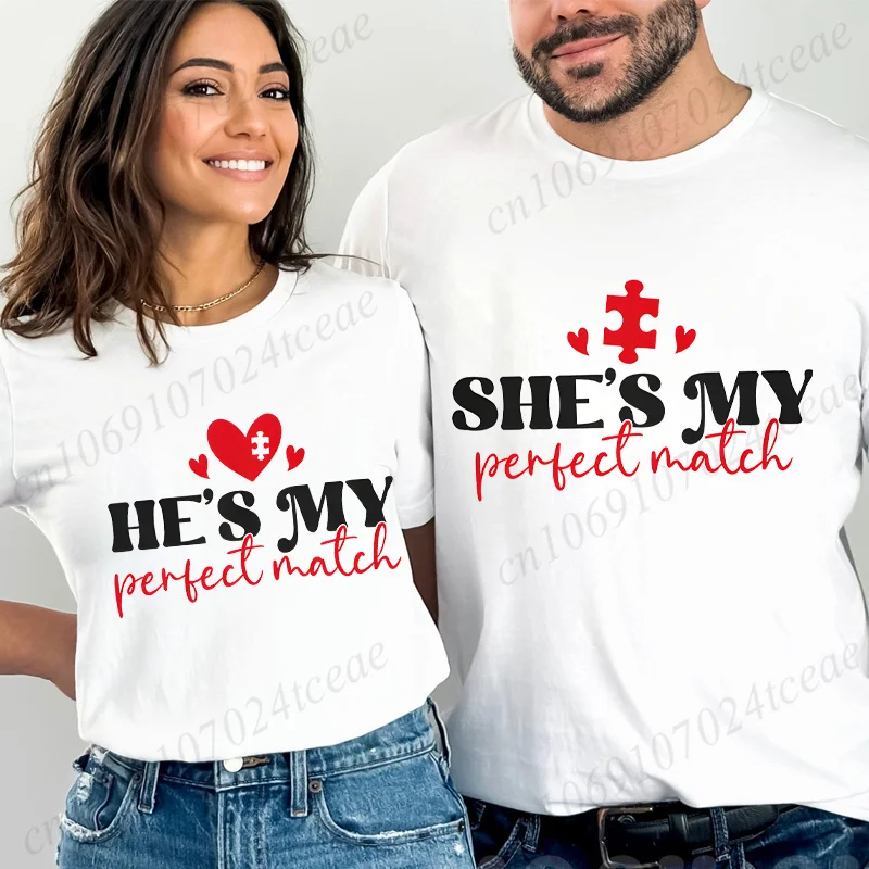 

Футболки для пар «Он/е, что мой матч», футболки «Король и королева», одинаковые наряды для пар, модные летние футболки для влюбленных, повседневные топы