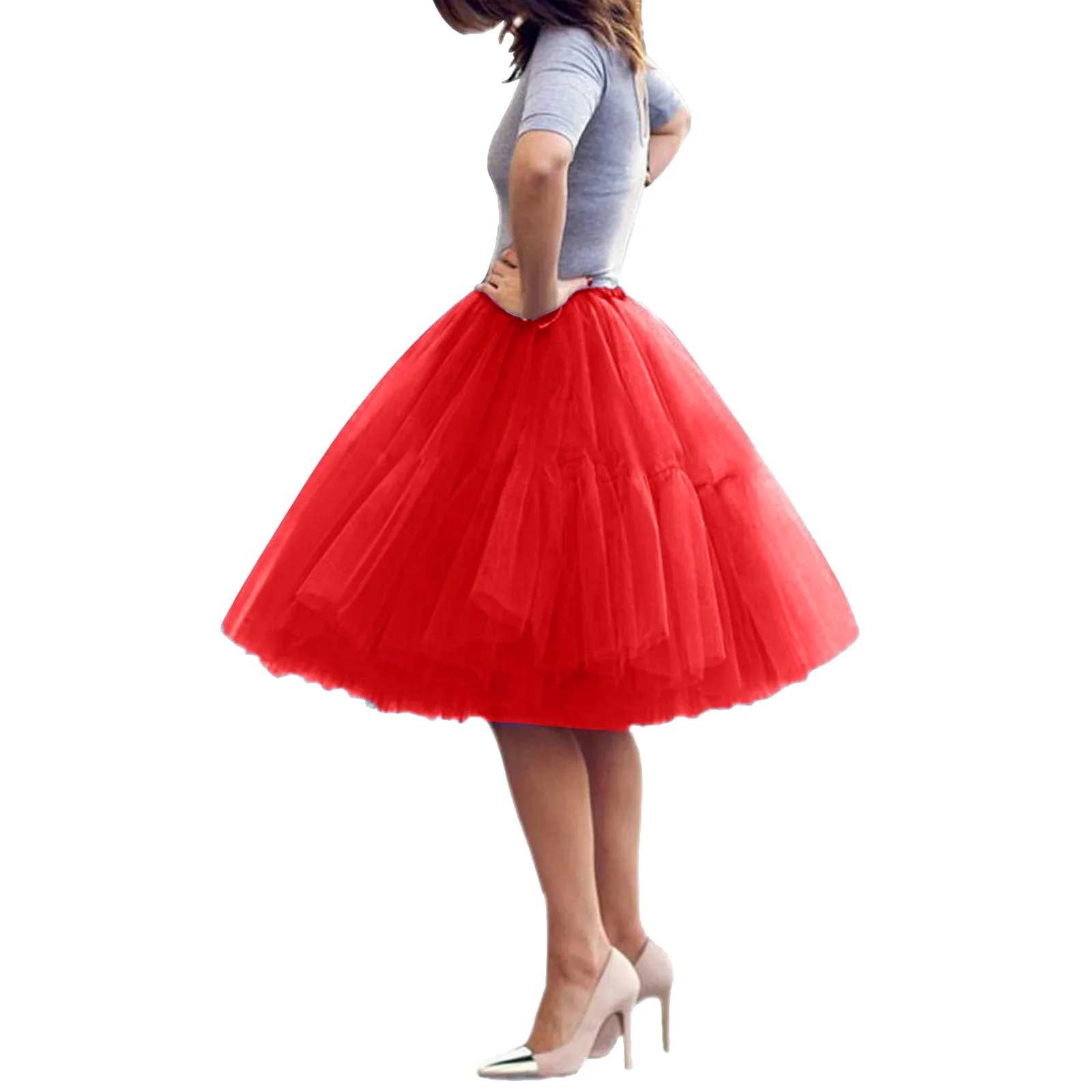 

Women Petticoat Short Skirts Soft Tutu Tulle Party Dress 6 Layers Vintage High Waist Ball Gown Underskirt Rockabilly Crinoline