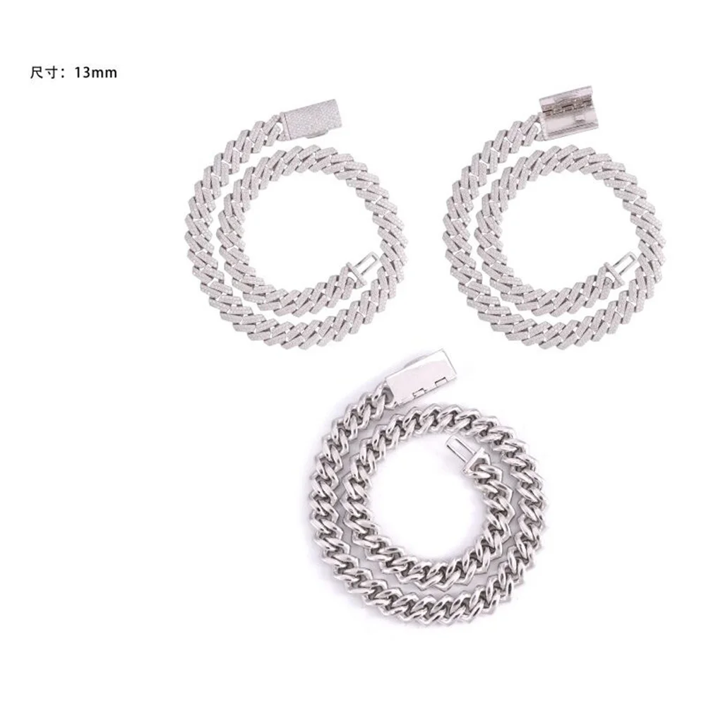Icedminer 13mm VVS Moissanite Cuban Link Chain Iced Out Necklaces For Men Women S925 Silver Choker Pass Tester Hip Hop Jewelry