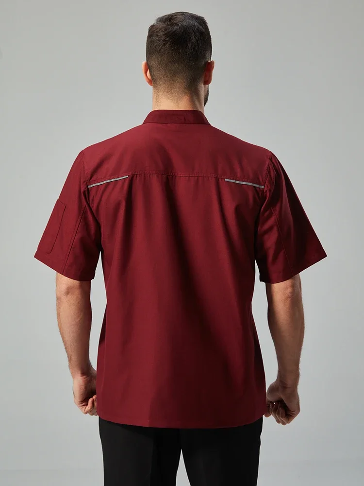 Veste de chef pour hommes, uniforme de restaurant, vêtements de cuisine d'hôtel, service alimentaire d'été, chemises de cuisine, manteau de cuisinier, salopette