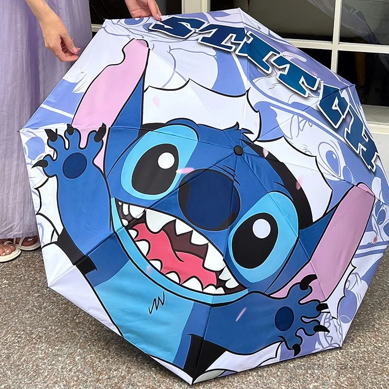 Disney Stitch Folding Full Weather Umbrellas Sunny And Rainy Dual Use Cartoon Luxury Umbrella Girl Outdoor Portable Accessories