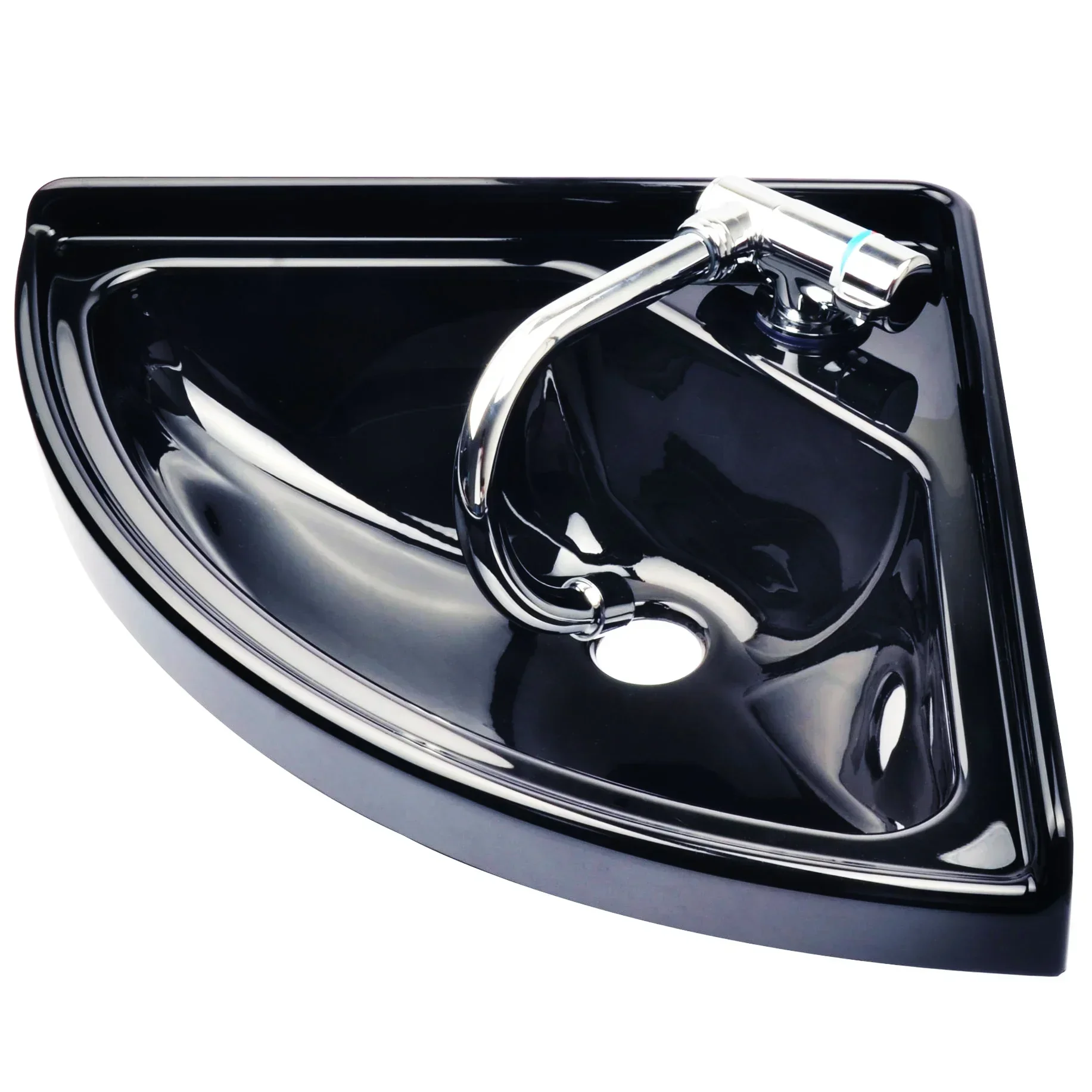 

FORRV Hand Wash Basin Sink Acrylic Triangular with Folded Faucet Boat yachts van camper trailer Caravan accessories 380*380*100m
