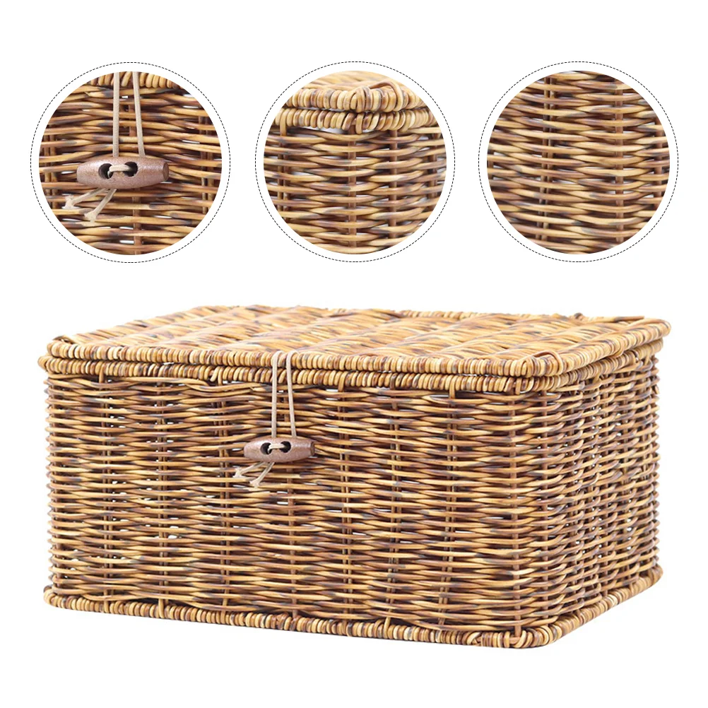 

Woven Storage Box Plastic Bin Case Toy Sundry Organizer Makeup Cosmetics Rack Shelf
