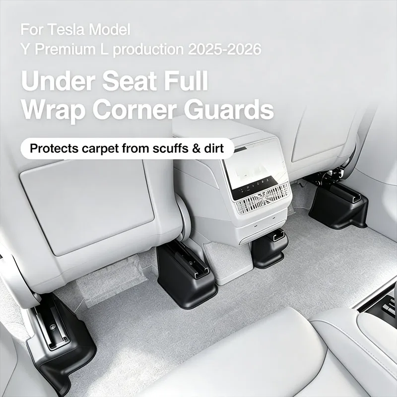 Full Wrap Under Seat Corner Guards for Tesla Model Y Juniper 25-26, Anti-Scuff Seat Base Protector, No Slide Rail Interference