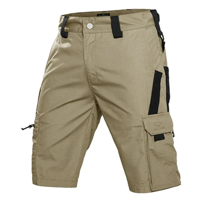 Mens Cargo Shorts Summer Tactical Cropped Trousers Outdoor Waterproof Multi-pocket Bermudas Pants Camo Ripstop Hiking