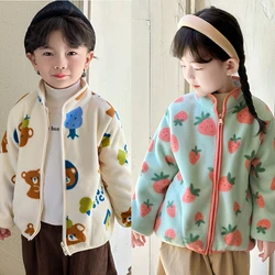 Boys Cartoon Coats Autumn Fashion Children's Clothes 1 to 2 4 6 8 Years Winter Baby Warm Fleece Outerwear Jacket for Girls