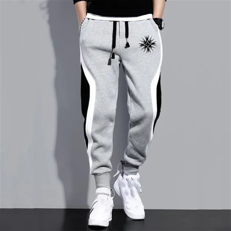 Man Pants Sweatpants Men\'s Clothing Women Pants Casual Jogger Streetwear Running New Fashion Printed Black Gray Color Patchwork