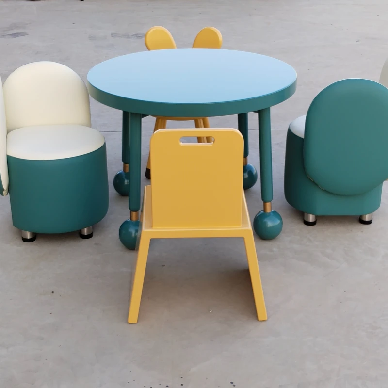 Children's area Overhead library Children's chairs building block table Play area Handmade furniture