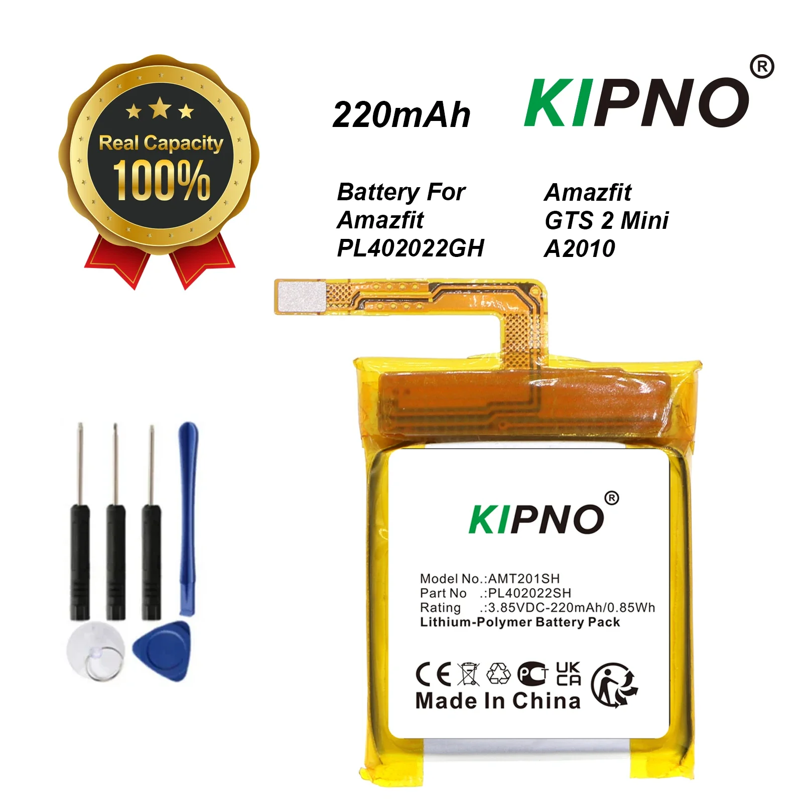 KIPNO Battery PL402022GH For Huami Amazfit GTS2  Mini A2010 A2018 Smart Watch Capacity Batteries Bateria 402022 + Free Tools