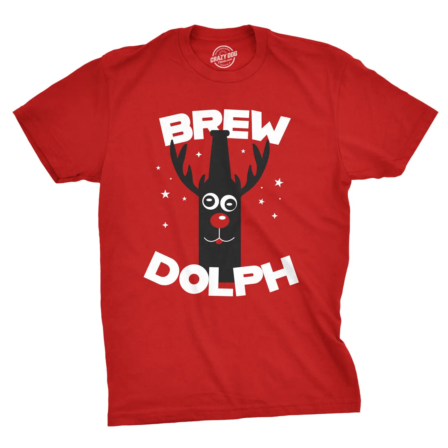 

Mens Brew Dolph Tshirt Funny Christmas Drinking Tee