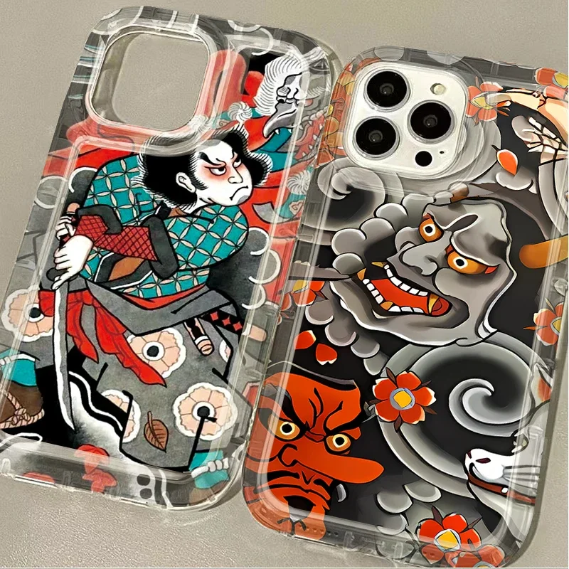 Japan Ukiyo-e Samurai Sea Wave Case for Samsung Galaxy S24 Ultra S23 S22 S21 FE S20 Plus Note 20 10 Pro A34 A54 A33 A53 Cover