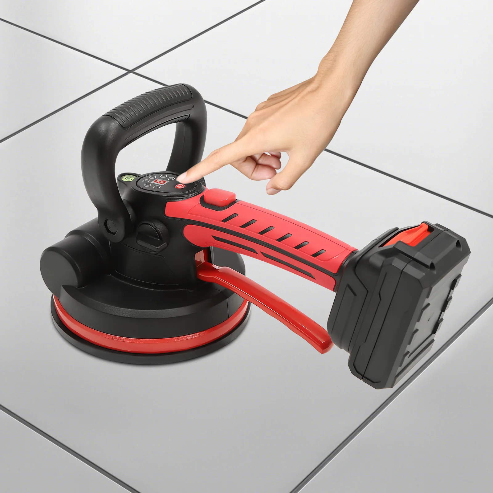 

Handheld Tile Vibration Tool with LCD Display, 6-Speed Auto Leveling, 18CM Suction Cup, 23000RPM, 330lbs Capacity