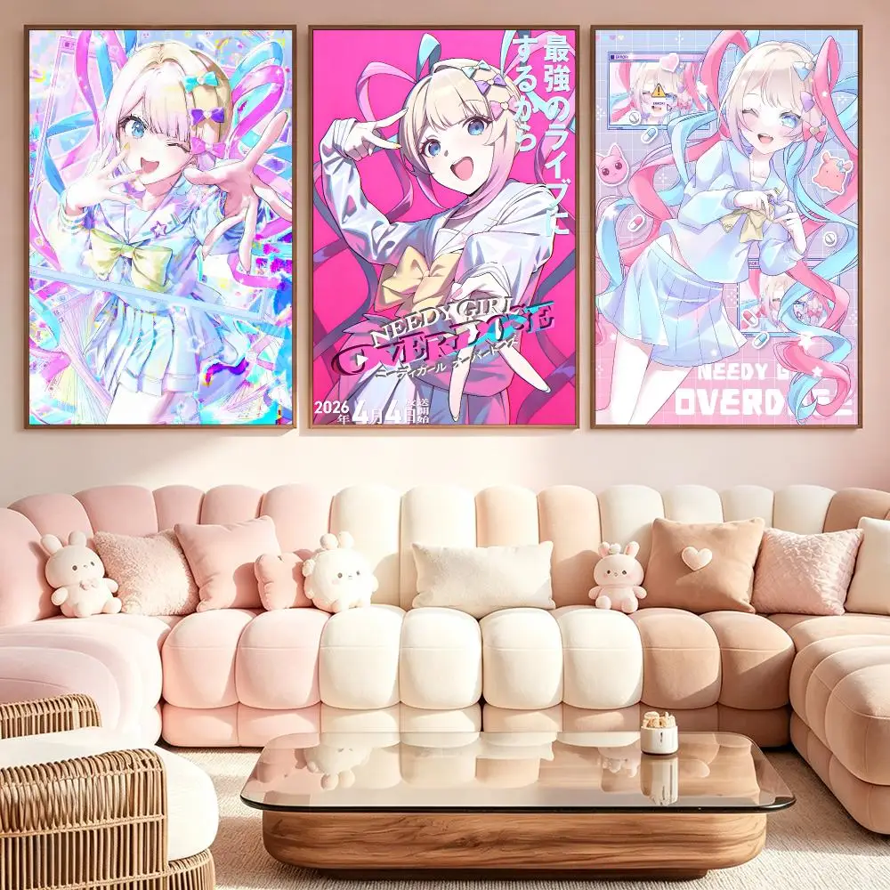 Game Needy Streamer OverloadS Poster Poster Kawaii Self Adhesive HD Wall Print Cute Home Bedroom Room Aesthetic Decor Gift