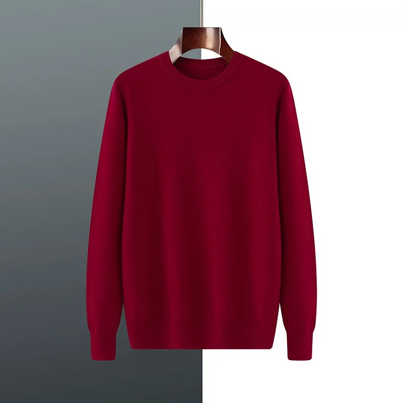 Men Cashmere Pullover O-Neck Sweater Autumn Winter Warm Solid Color Knitted Sweater Business Casual Long Sleeve Tops Pull Hommes - view 4