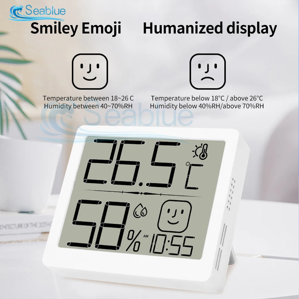 Smiley LCD Digital Temperature Humidity Sensor Thermostat Thermometer Hygrometer Indoor Room Meter Gauge Weather Station