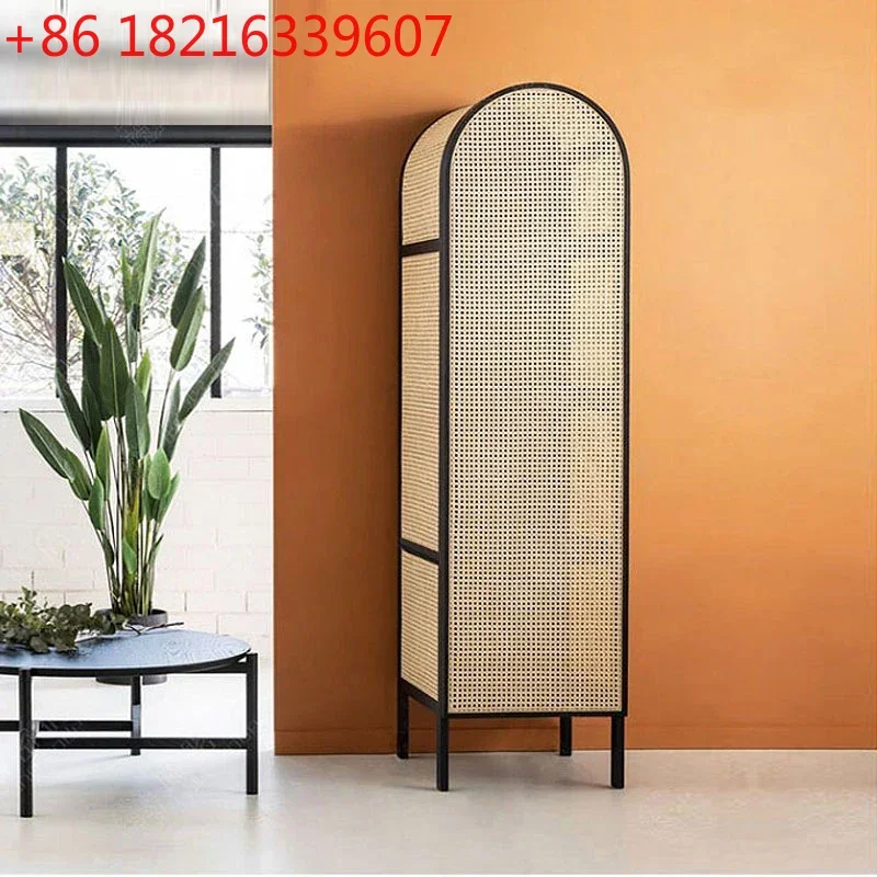 

Скандинавский современный шкаф из массива дерева из ротанга для небольшой квартиры, спальни, B & B, простой шкафчик для хранения мебели