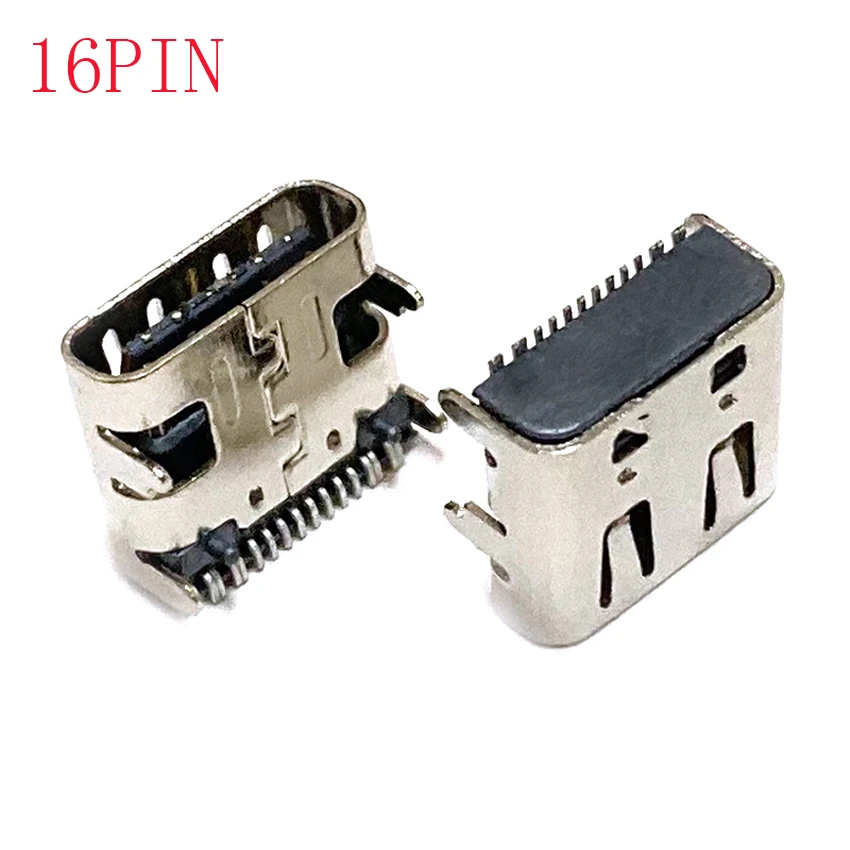 5Pcs USB 3.1 Type C Connector 16 Pin Right Angle Through Holes PCB Female Socket Receptacle